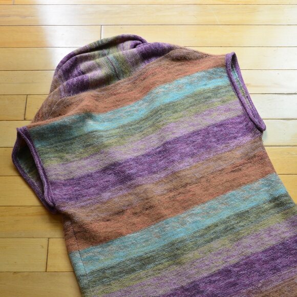 Sundance Women’s Rainbow Striped Longline Wool Cardigan Vest Size Medium M - Picture 9 of 11